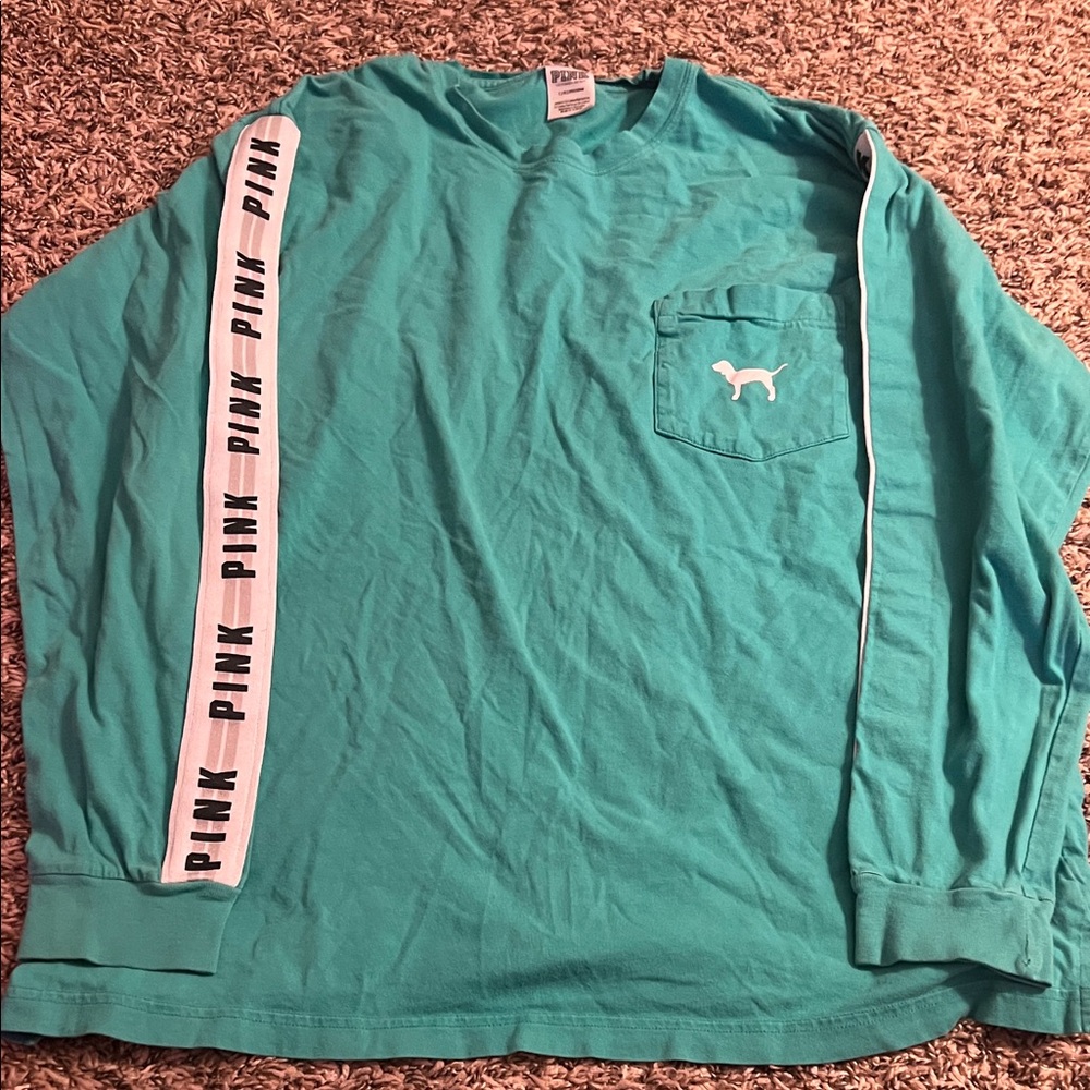 PINK Victoria's Secret Teal Crewneck Tee